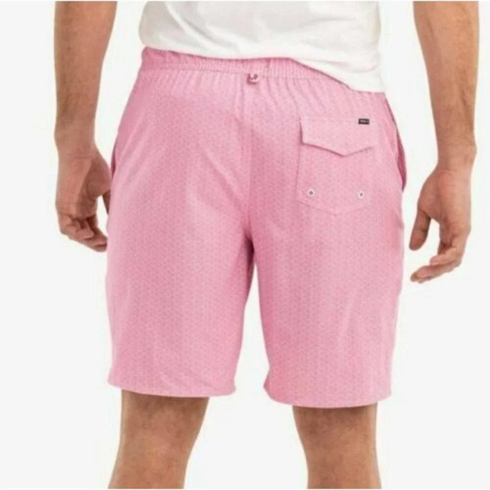 Johnnie-O Men's Folly Half Elastic Surf Short BOARDSHORTS SWIM TRUNKS L Pink